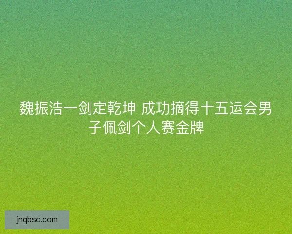 魏振浩一剑定乾坤 成功摘得十五运会男子佩剑个人赛金牌